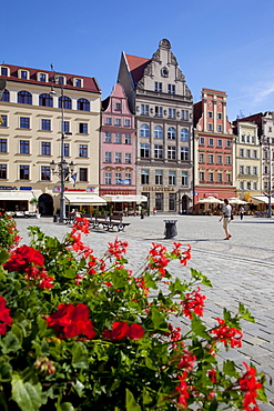 Market Square from restaurant, Old Town, Wroclaw, Silesia, Poland, Europe