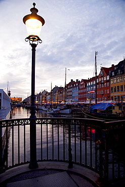 Nyhavn at dusk, Copenhagen, Denmark, Scandinavia, Europe