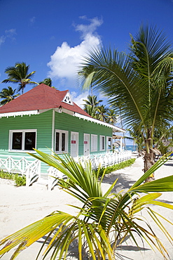 Beach hut, Bavaro Beach, Punta Cana, Dominican Republic, West Indies, Caribbean, Central America