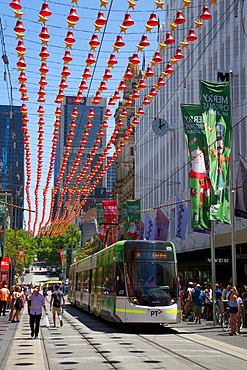 City tram at Christmas, Melbourne, Victoria, Australia, Pacific