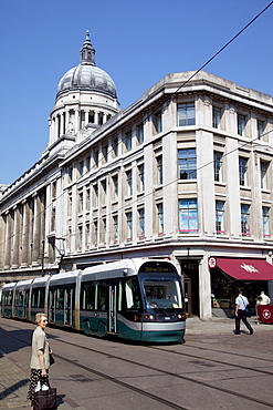 Council House and city tram, Nottingham, Nottinghamshire, England, United Kingdom, Europe