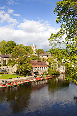 Rowing boats on the River Nidd at Knaresborough, North Yorkshire, Yorkshire, England, United Kingdom, Europe