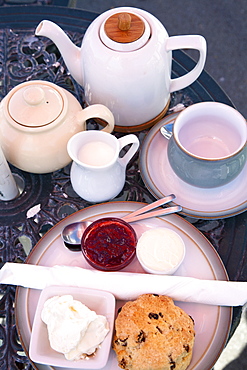 Cream tea at the Castle by the Sea Tearoom, Scarborough, North Yorkshire, Yorkshire, England, United Kingdom, Europe