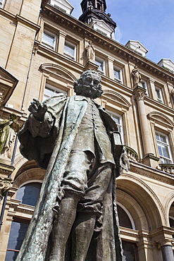 John Harrison statue in City Square, Leeds, West Yorkshire, Yorkshire, England, United Kingdom, Europe