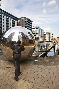 Modern sculpture at Clarence Dock, Leeds, West Yorkshire, Yorkshire, England, United Kingdom, Europe