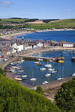 Stonehaven Harbour and Bay from Harbour View, Stonehaven, Aberdeenshire, Scotland, United Kingdom, Europe