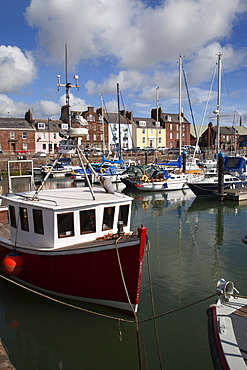 Fishing boats and yachts in the Harbour at Arbroath, Angus, Scotland, United Kingdom, Europe