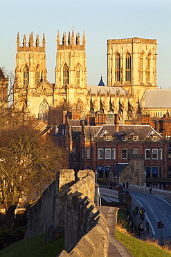 York Minster from the City Wall, York, Yorkshire, England, United Kingdom, Europe