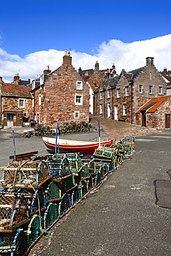 Lobster pots at Crail Harbour, Fife, Scotland, United Kingdom, Europe 