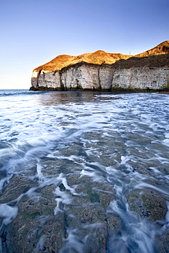 Thornwick Bay at sunset, Flamborough Head, East Riding of Yorkshire, England, United Kingdom, Europe