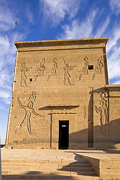 The first pylon at the Temple of Isis, Philae, UNESCO World Heritage Site, Nubia, Egypt, North Africa, Africa