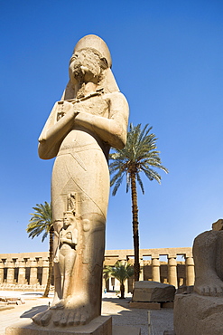 Colossal figure by the gate of the second pylon at Karnak Temple, Karnak, Thebes, UNESCO World Heritage Site, Egypt, North Africa, Africa