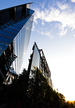 Exterior of Sony Center at sunset, Potsdamer Platz, Berlin, Germany, Europe