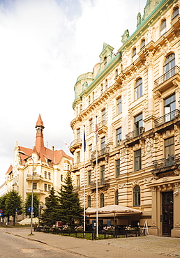 Art Noveau architecture in Central Riga, Latvia, Baltic States, Europe