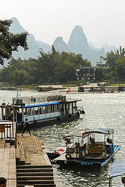 Boats at Xingping docks, Guilin, Guangxi Province, China, Asia