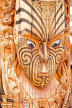 Maori carvings, Whakarewarewa Thermal Reserve, North Island, New Zealand, Pacific