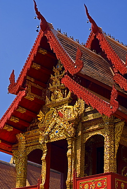 facade of Wat Phra Singh Temple, Chiang Mai, Chiang Mai Province, Thailand, Southeast Asia, Asia