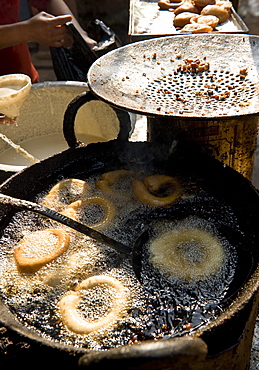 Fried food stall, Bhaktapur, Nepal, Asia