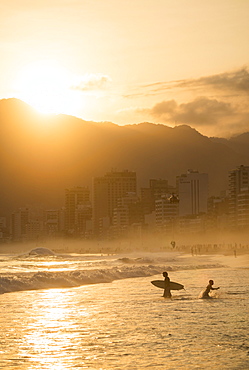 Ipanema Beach at sunset, Rio de Janeiro, Brazil, South America