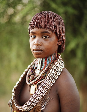 Portrait of Warka, Hamar Tribe, Omo Valley, Ethiopia, Africa