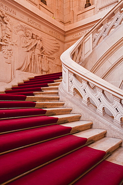 The staircase inside the Hotel de Ville (Town Hall) of Tours, Indre et Loire, Centre, France, Europe