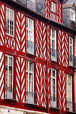 Timber framed houses in the city of Rennes. Ille-et-Vilaine, Brittany, France, Europe