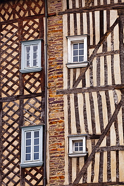 Timber framed houses in the city of Rennes. Ille-et-Vilaine, Brittany, France, Europe