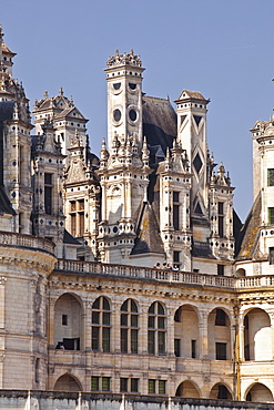 The beautiful masonry of the Chateau de Chambord, UNESCO World Heritage Site, Loir-et-Cher, Centre, France, Europe