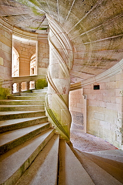 The spirals of a staircase leading up to the chapel at Chateau de Chambord, UNESCO World Heritage Site, Loir-et-Cher, Centre, France, Europe