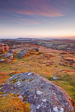 The view from Chinkwell Tor in Dartmoor National Park, Devon, England, United Kingdom, Europe