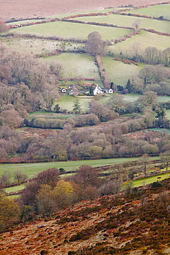 An isolated farmhouse in Dartmoor National Park, Devon, England, United Kingdom, Europe