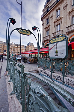 The art nouveau metro entrance at Saint Michel, Paris, France, Europe