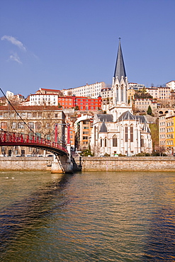 Passerelle Saint-Georges bridge, Old Lyon and the River Saone, Lyon, Rhone-Alpes, France, Europe 