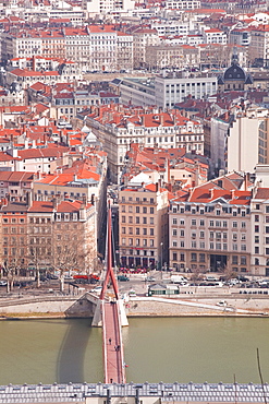 Looking over the rooftops of the city of Lyon, Rhone-Alpes, France, Europe 