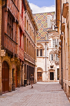 The streets of old Dijon and Hotel Aubriot, Dijon, Burgundy, France, Europe