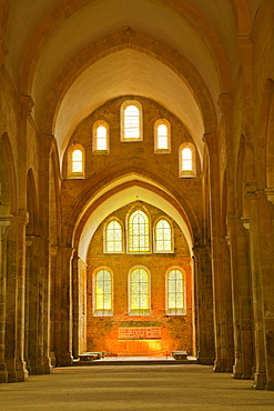 The nave of Fontenay Abbey, UNESCO World Heritage Site, Cote d'Or, Burgundy, France, Europe 