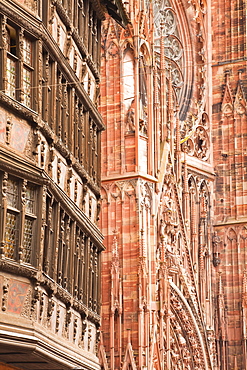 Place de la Cathedrale in Strasbourg, Bas-Rhin, Alsace, France, Europe