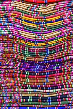 Textiles for sale in handicraft market, La Paz, Bolivia, South America