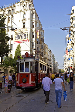 Tram in the Galata district (quarter) of Istanbul, Turkey, Europe, Eurasia