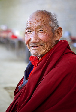 Tibetan Buddhist monk at Tashilunpo Monastery ,Shigatse, Tibet, China, Asia