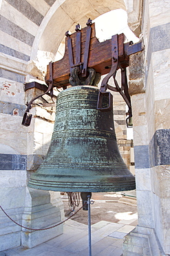 One of seven bells at the top of The Leaning Tower of Pisa, UNESCO World Heritage Site, Tuscany, Italy, Europe