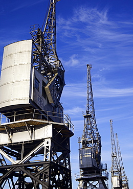 The old dockside cranes at Princes Wharf on the Harbourside in Bristol, England, United Kingdom, Europe