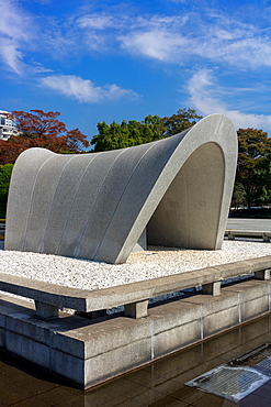 Cenotaph in the Hiroshima Peace Memorial Park, Hiroshima, Japan, Asia