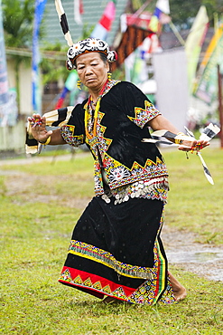 Woman wearing feather hornbill - Dayak Parade Indonesia