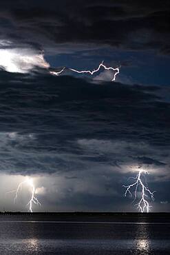 Thunderstorm in the Mediterranean off Tarragona the night of August 9-10, 2016, Sant Carle de la Rapita, Ebro Delta, Tarragona, Spain