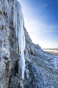 Cap Blanc-nez under the ice in winter, Opal Coast, France