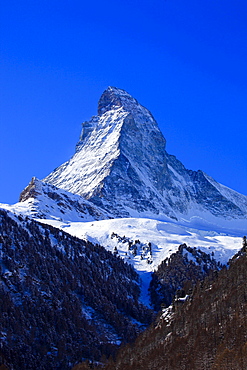 mount Matterhorn 4478 m in sunlight partly snow covered view from Riederalp mood