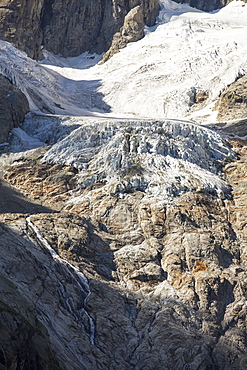 A rapidly retreating glacier on the side of the Grande Jorasses, Mont Blanc range.