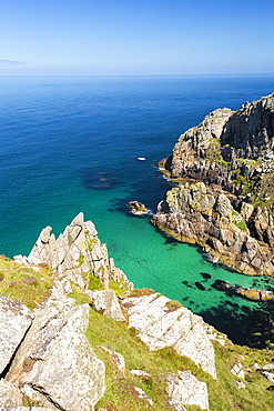 Granite sea cliffs at Bosigran on Cornwall's North Coast, UK.