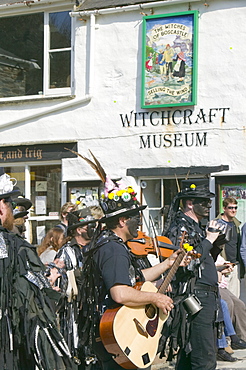 Hunters Moon Morris group from Essex dancing in Boscastle, Cornwall, England, United Kingdom, Europe